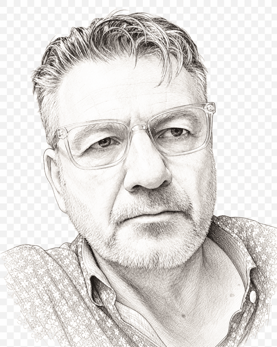 Line-drawing portrait of Sergio C., AIA